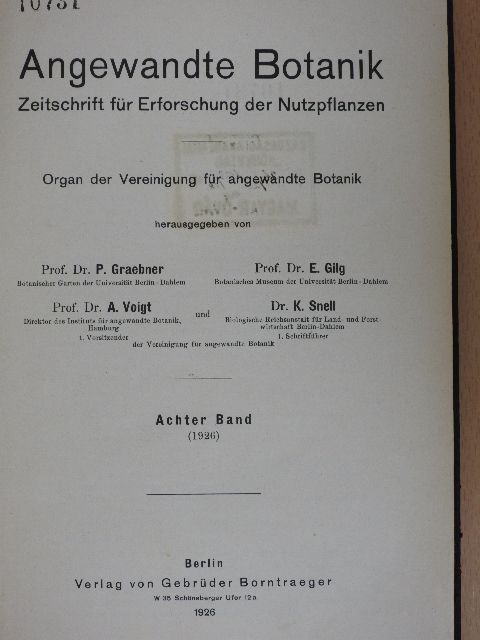A. Buchheim - Angewandte Botanik 8. [antikvár]