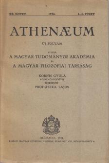 Prohászka Lajos - Athenaeum 1934. XX. kötet 4-6. füzet [antikvár]