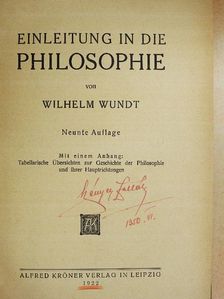 Wilhelm Wundt - Einleitung in die Philosophie [antikvár]