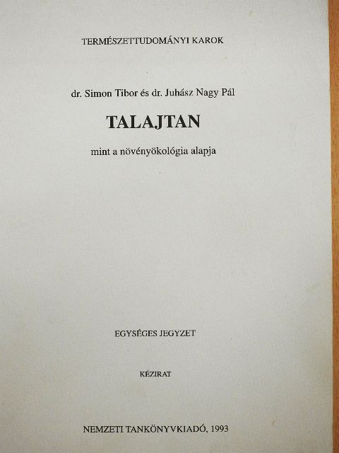 Dr. Juhász Nagy Pál - Talajtan [antikvár]
