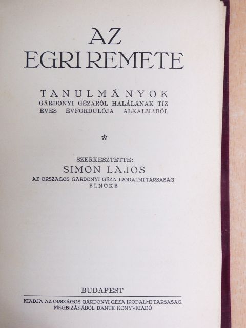 Avar Gyula - Az egri remete [antikvár]