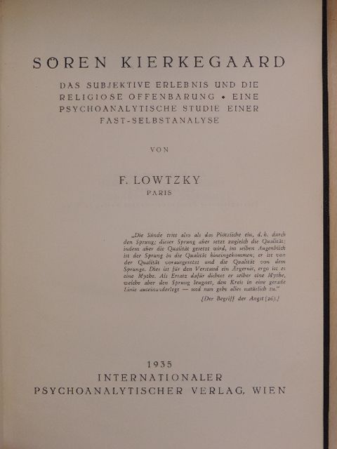 F. Lowtzky - Sören Kierkegaard [antikvár]