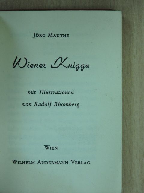 Jörg Mauthe - Wiener Knigge [antikvár]