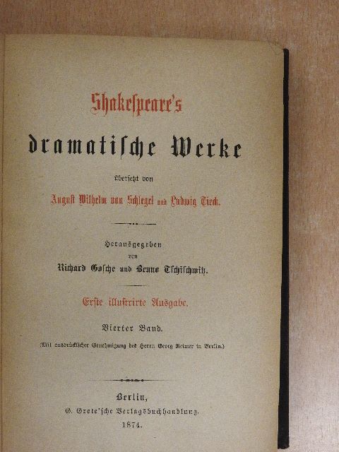 William Shakespeare - Shakespeare's dramatische Werke 4. (gótbetűs) [antikvár]