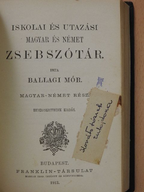 Ballagi Mór - Iskolai és utazási magyar és német zsebszótár [antikvár]