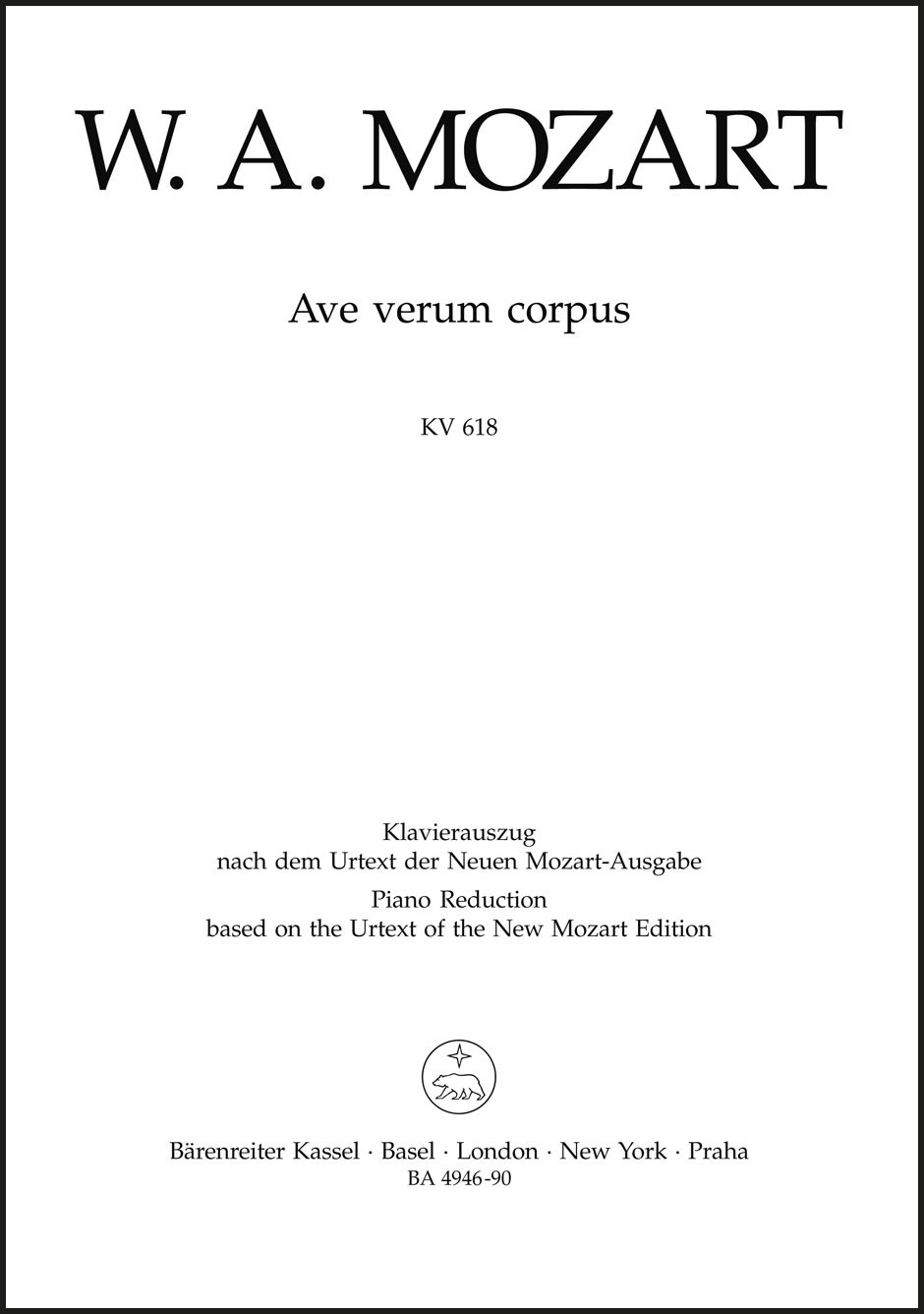MOZART, W,A, - AVE VERUM CORPUS KV 618, KLAVIERAUSZUG