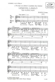 Kodály Zoltán - LENGYEL LÁSZLÓ GYERMEK-VAGY NŐIKAR NÉPI TÖREDÉKEK ALAPJÁN