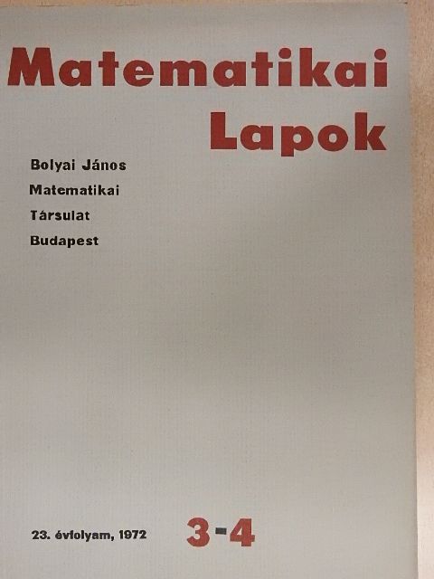 Garrett Birkhoff - Matematikai Lapok 1972/3-4. [antikvár]