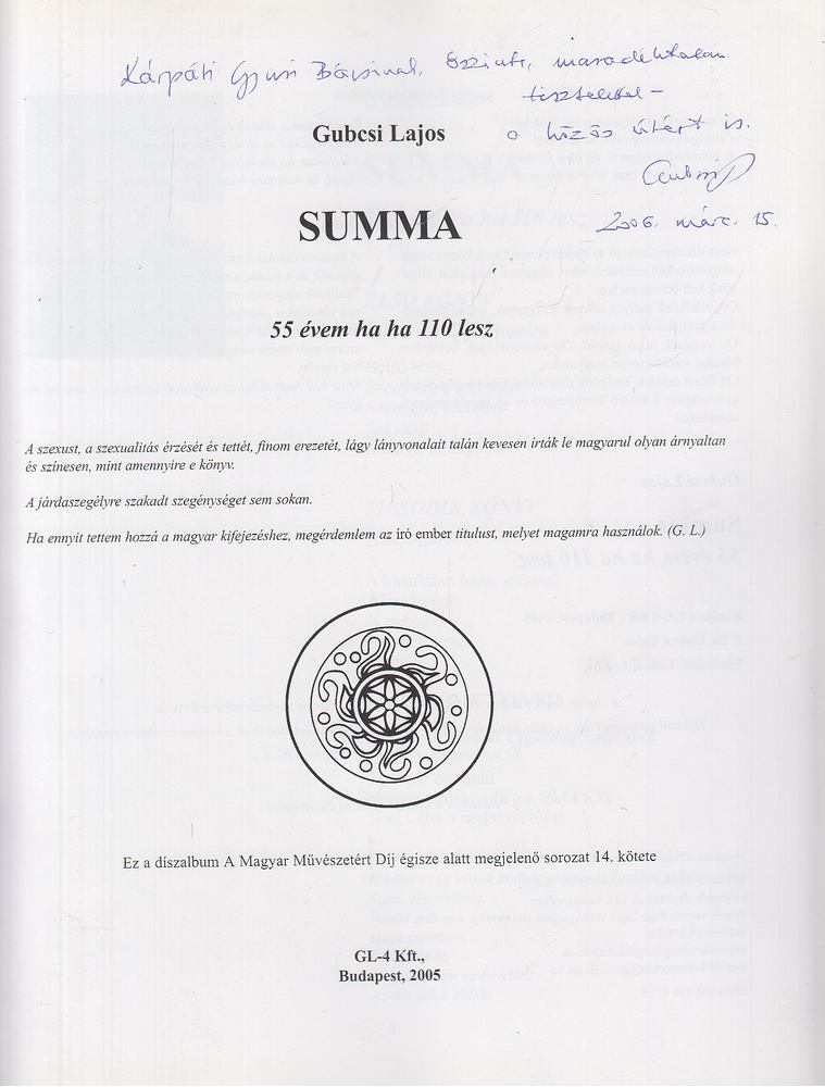Gubcsi Lajos - Summa (dedikált) [antikvár]