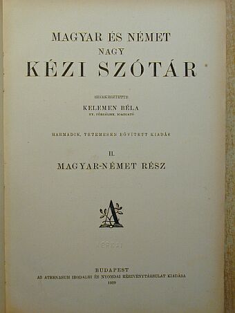 Magyar és német nagy kézi szótár II. [antikvár]