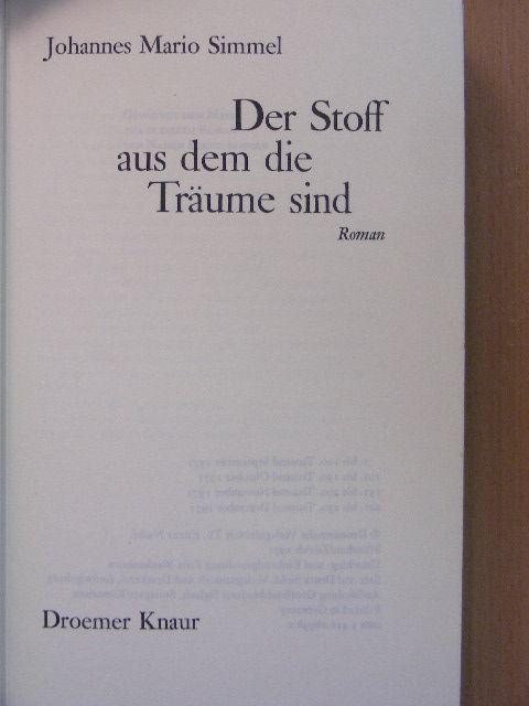 Johannes Mario Simmel - Der Stoff aus dem die Träume sind [antikvár]