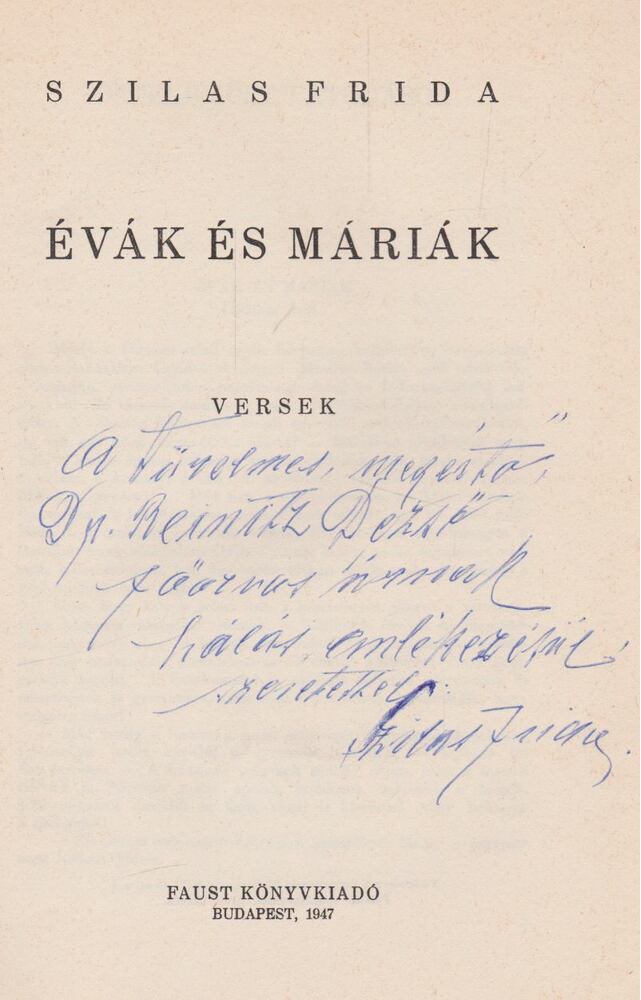Szilas Frida - Évák és Máriák (dedikált) [antikvár]