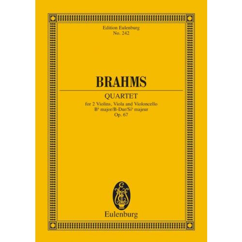 BRAHMS... - QUARTET FOR 2 VIOLINS,VIOLA AND VIOLONCELLO Bb MAJOR OP.67, POCKET SCORE