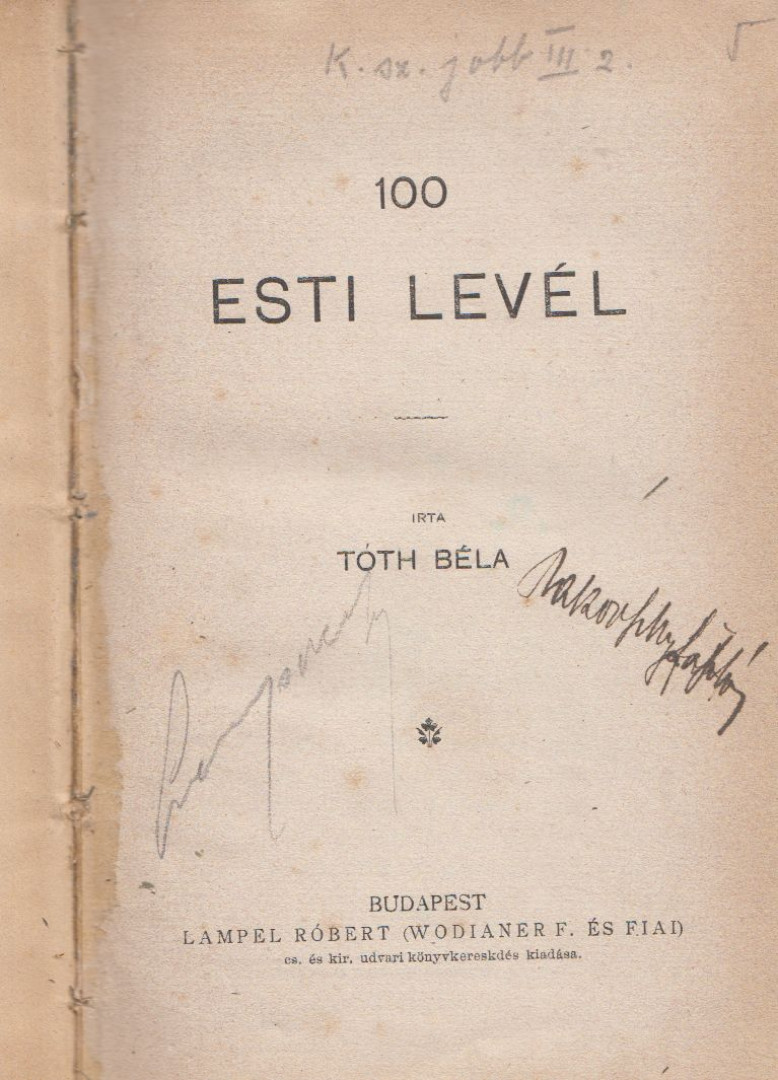 TÓTH BÉLA - 100 esti levél [antikvár]