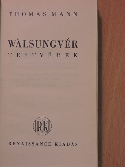Thomas Mann - Wälsungvér testvérek [antikvár]