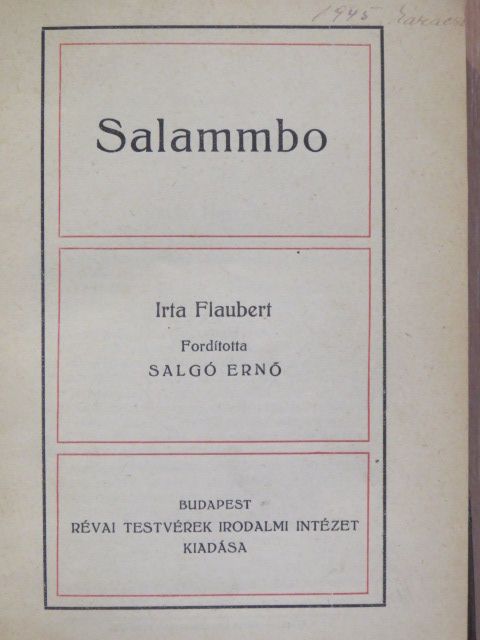 Gustave Flaubert - Salammbo [antikvár]