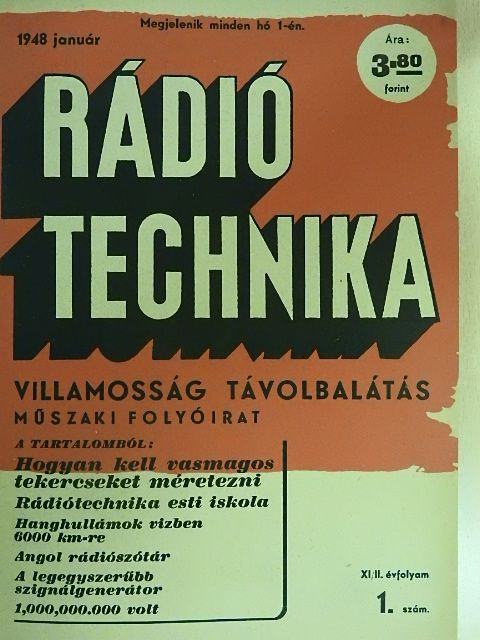 Rádiótechnika/Rádióvilág 1948. január-augusztus (nem teljes évfolyamok) [antikvár]