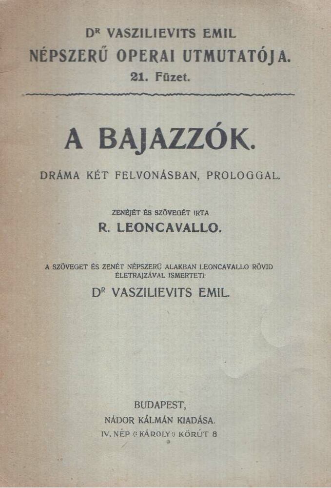 Vaszilievits Emil - A bajazzók [antikvár]