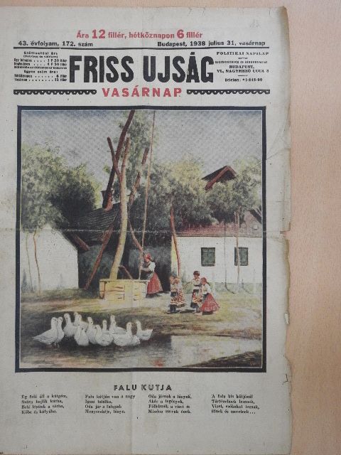 Faludi Kálmán - Friss Ujság Vasárnap 1938. julius 31. [antikvár]