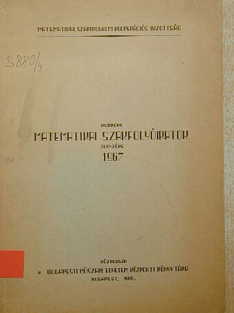 Kurrens matematikai szakfolyóiratok jegyzék 1967 [antikvár]