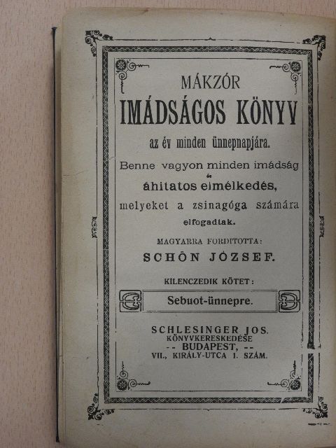 Mákzór imádságos könyv az év minden ünnepnapjára IX. [antikvár]