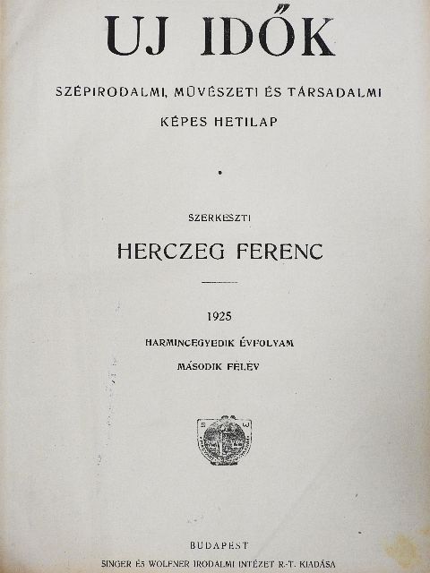 Beczássy Judit - Uj Idők 1925. (nem teljes évfolyam) [antikvár]