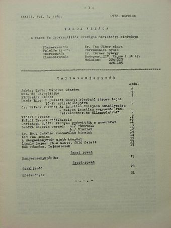 Christoph Wolff - Vakok világa 1972. március [antikvár]