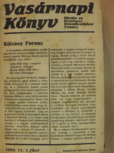 Vasárnapi Könyv 1923. II. (fél évfolyam) [antikvár]