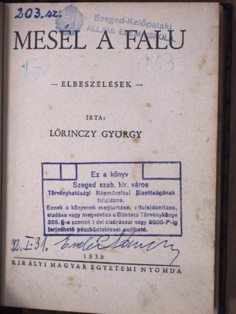 Lőrinczy György - Mesél a falu [antikvár]