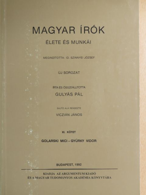Dr. Gulyás Pál - Magyar írók élete és munkái XI. (töredék) [antikvár]
