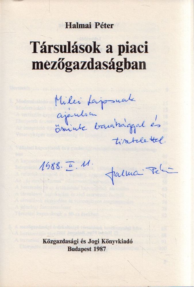 Halmai Péter - Társulások a piaci mezőgazdaságban (dedikált) [antikvár]