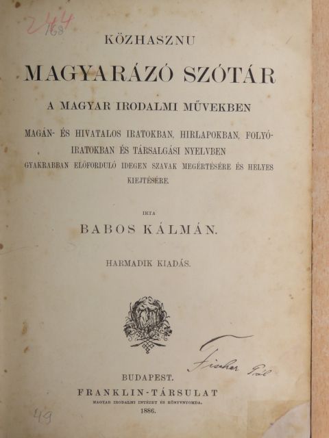 Babos Kálmán - Közhasznu magyarázó szótár [antikvár]