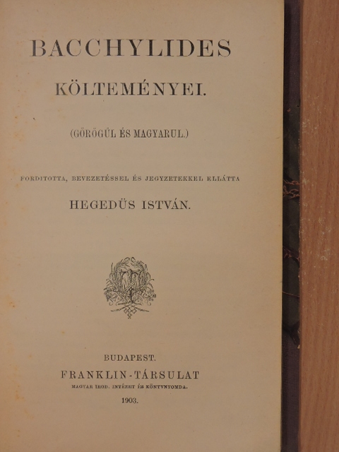 Bacchylides - Bacchylides költeményei [antikvár]
