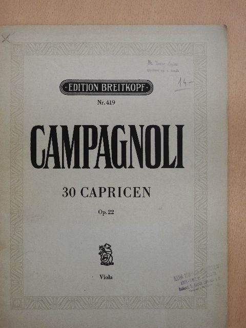 B. Campagnoli - 30 capricen  [antikvár]