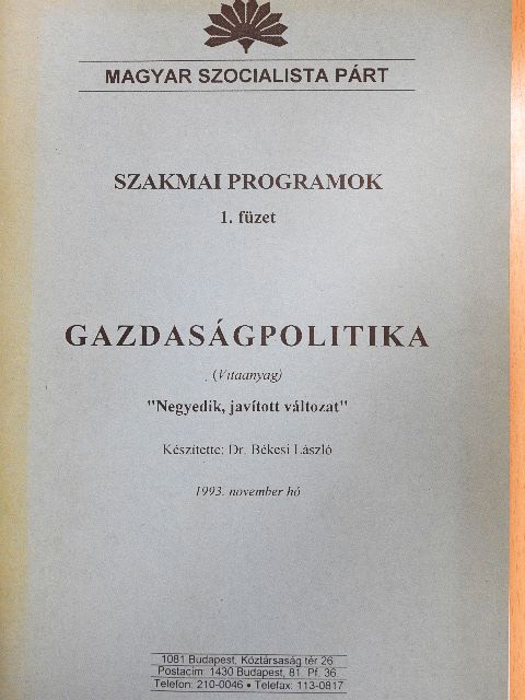 Dr. Békési László - Gazdaságpolitika [antikvár]