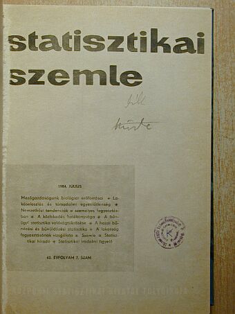 Aranyi Attila - Statisztikai Szemle 1984. január-december I-II. [antikvár]