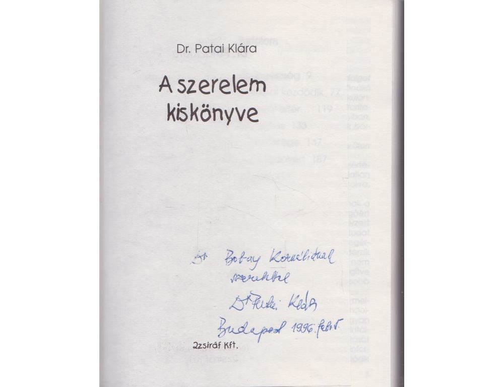 Patai Klára - A szerelem kiskönyve (Dedikált) [antikvár]