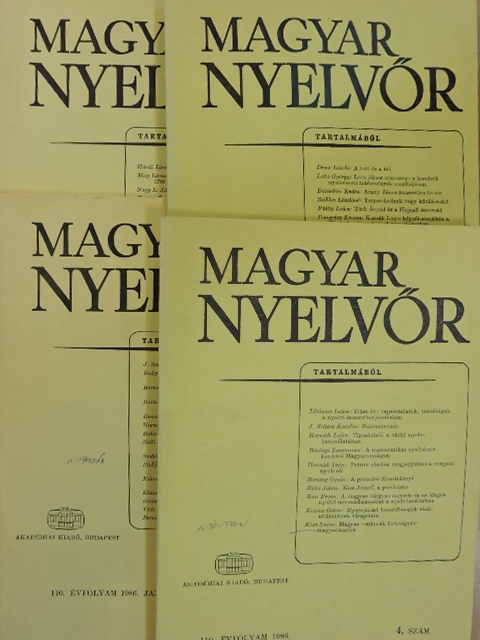 A. Molnár Ferenc - Magyar Nyelvőr 1986. január-december [antikvár]