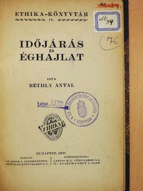 Réthly Antal - Időjárás és éghajlat (rossz állapotú) [antikvár]