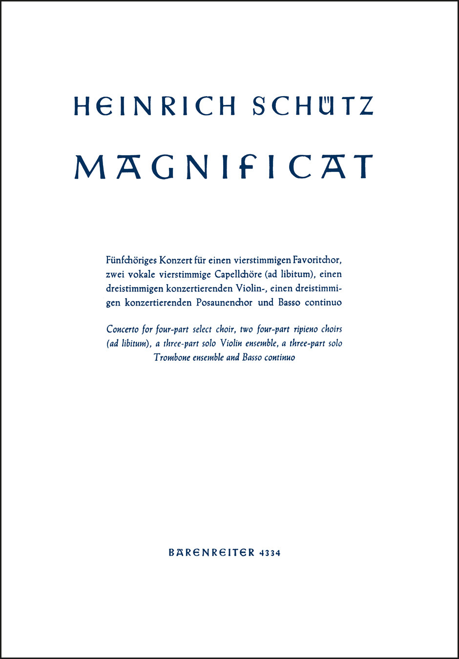 SCHÜTZ - MAGNIFICAT. KLAVIERAUSZUG