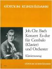 BACH, J.CHR. - KONZERT ES-DUR FÜR CEMBALO (KLAVIER) UND ORCHESTER - KLAVIERAUSZUG