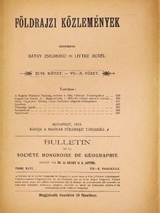 Bátky Zsigmond - Földrajzi Közlemények 1918/7-10. [antikvár]