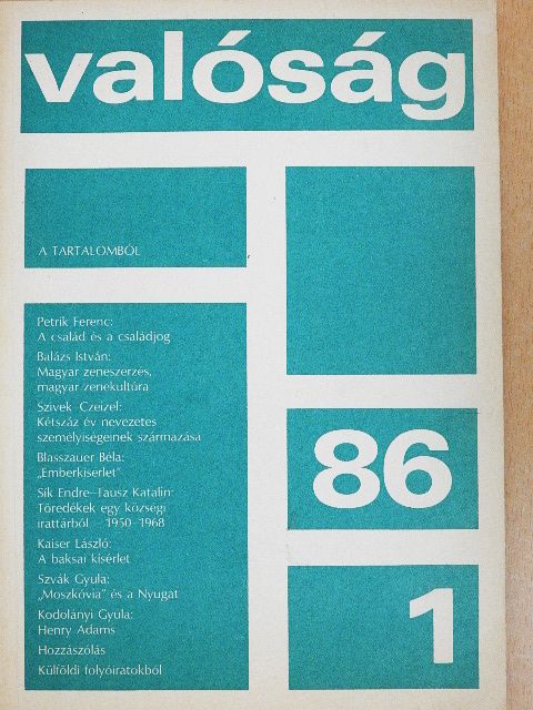 Balogh Ernő - Valóság 1986. január [antikvár]
