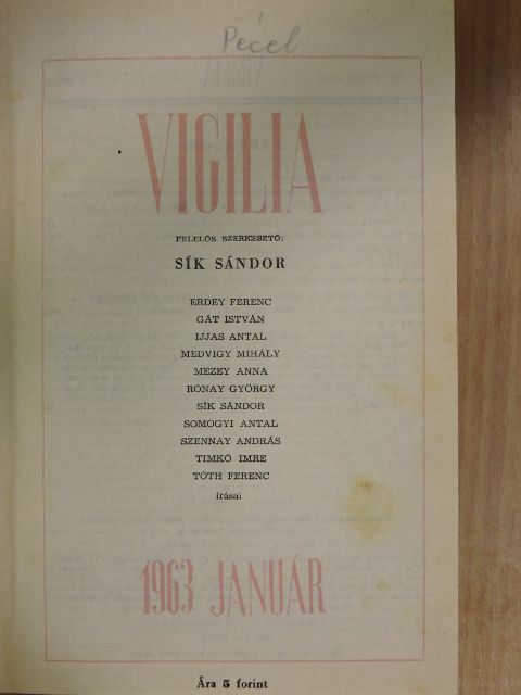 Eglis István - Vigilia 1963. január-december [antikvár]