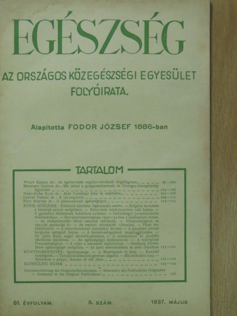 Dr. Leövey Ferenc - Egészség 1937. május [antikvár]