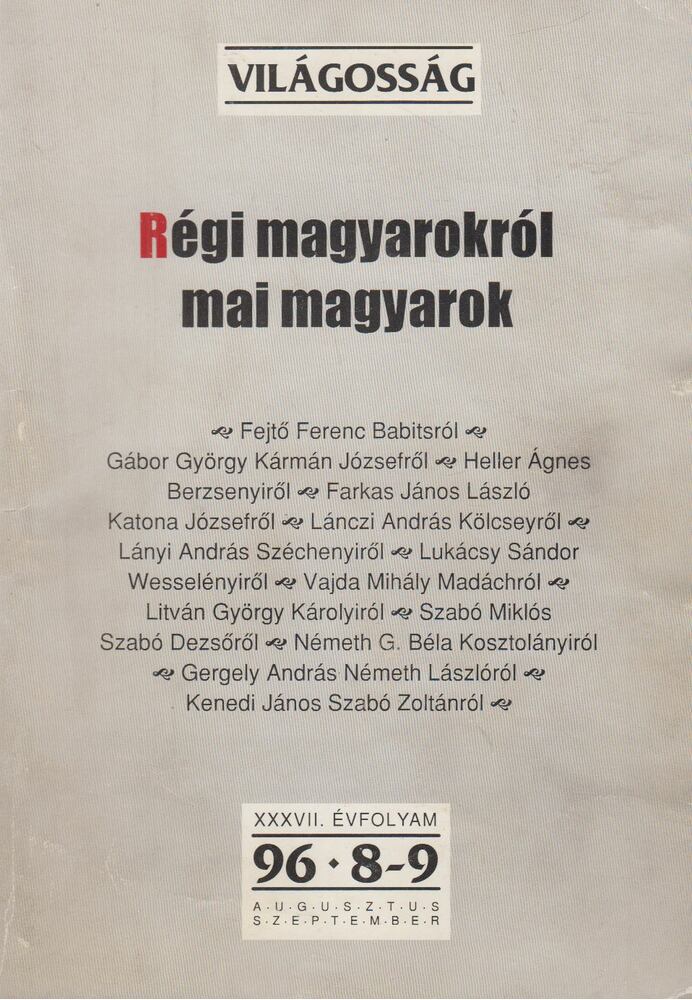 Papp Gábor (főszerk.), Majtényi László - Világosság 1996/8-9. augusztus - szeptember [antikvár]