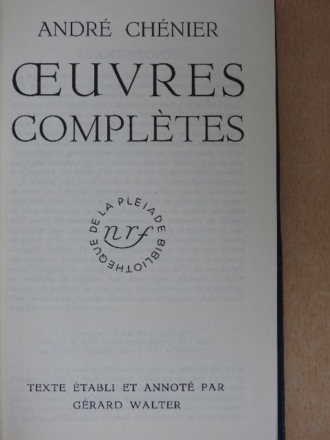 André Chénier - Oeuvres Complétes [antikvár]