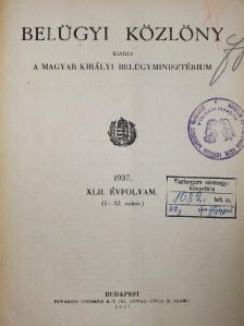Belügyi Közlöny 1937. január-december [antikvár]