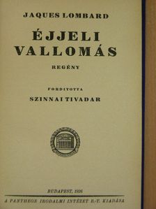 Jaques Lombard - Éjjeli vallomás [antikvár]