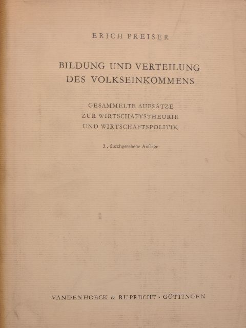 Erich Preiser - Bildung und Verteilung des Volkseinkommens [antikvár]